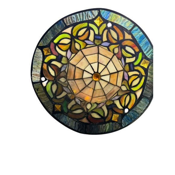 Art Nouveau/Victorian-Style Slag Glass Lamp Shade – 8" Bent Stained Glass - Picture 2 of 16